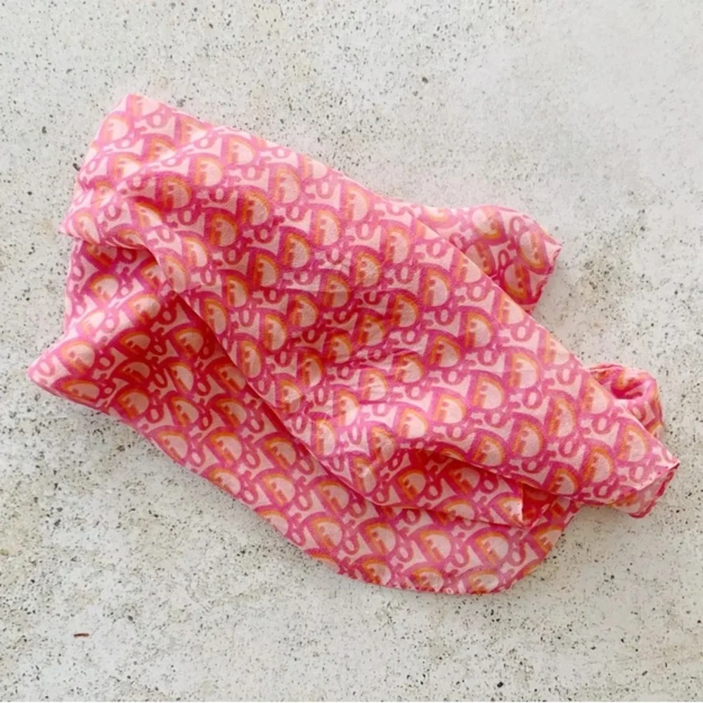 🌸🍑 DIOR Trotter Logo Monogram Scarf Shawl Wrap Bandana